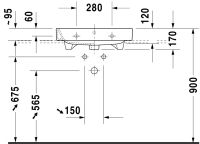 Vorschau: Duravit Happy D.2 Waschtisch 60x50,5cm, mit Überlauf, mit Wondergliss, weiß 23186000001