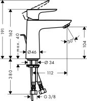 Vorschau: Hansgrohe Talis E Einhebel-Waschtischmischer 110 LowFlow 3,5 l/min mit Ablaufgarnitur, chrom