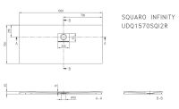 Vorschau: Villeroy&Boch Squaro Infinity Quaryl®-Duschwanne, Eckeinbau rechts gegen Wand, 150x70cm, techn. Zeichnung