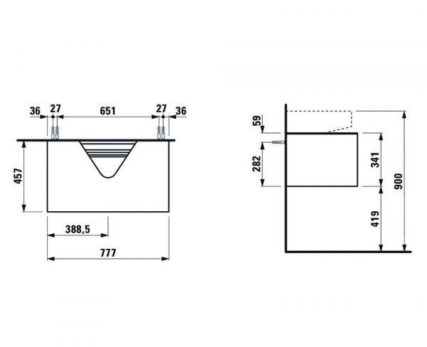 Laufen Sonar Schubladenelement mit 1 Auszug für Aufsatz-Handwaschbecken, Breite 77,5cm H4054410341421_1