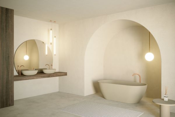 RIHO Solid Surface Bilbao Badewanne 170x80cm, freistehend, pebble grey B118001106