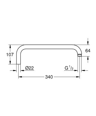 Grohe Rainshower Brausearm für Duschsysteme, Ausladung 34cm, chrom