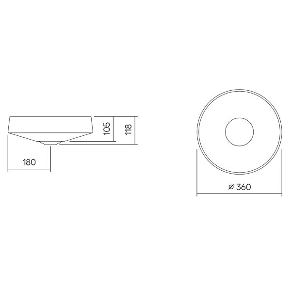 Alape NI series Nib Schalenbecken rund Ø36cm SB.NI360