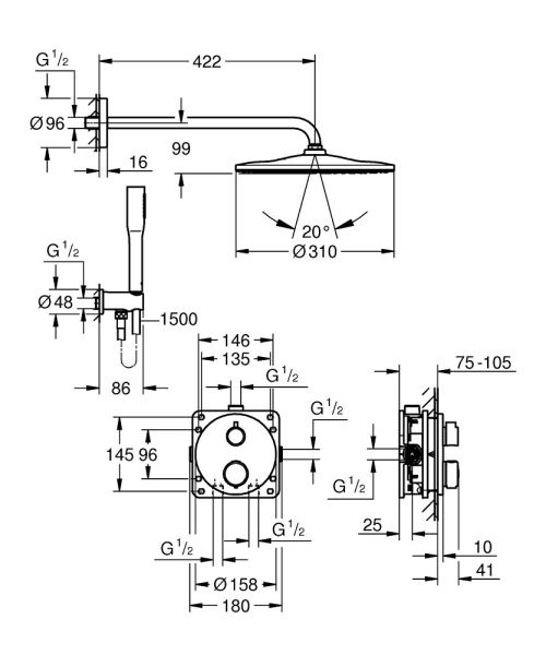 Grohe Precision UP-Duschsystem rund chrom 34880000