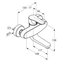 Vorschau: Kludi Objekta Spültisch-Wand-Einhandmischer, Ausladung 16,8cm, chrom