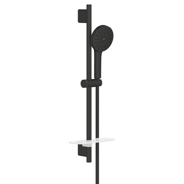 Grohe Vitalio Joy+ 120 Brausestangen-Set, Handbrause mit 3 Strahlarten, schwarz matt 1348662430