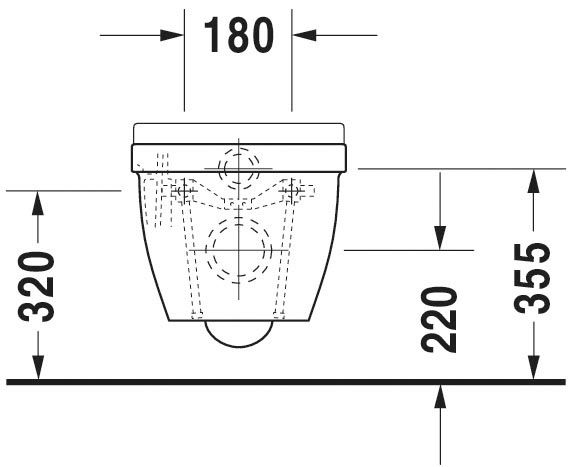 Duravit Starck 3 Wand-WC 48,5x37,5cm, oval, HygieneGlaze, Durafix, weiß