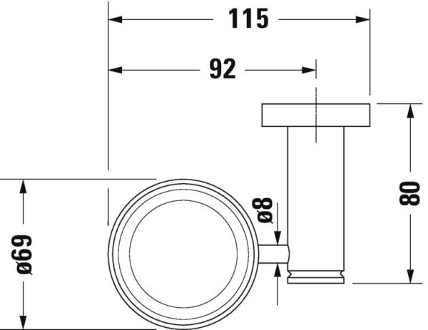 Duravit D-Code Zahnputzbecher wandhängend, links, chrom 0099191000