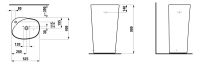 Vorschau: Laufen Palomba Waschtisch freistehend, 52,5x40cm, weiß, H8118030001041, techn. Zeichnung