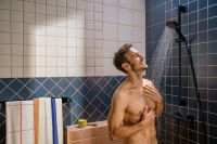 Vorschau: hansgrohe Activera Select S Brausesystem Aufputz mit Thermostat, EcoSmart, schwarz matt