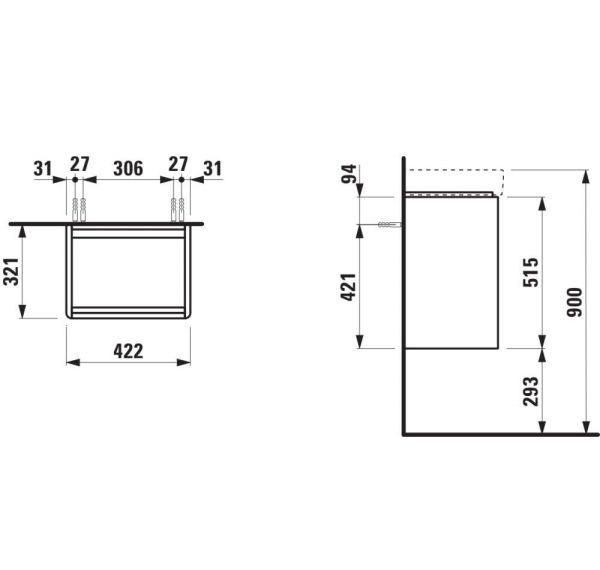Laufen Base 2.0 Unterbau 42cm für Handwaschbecken Pro S H815961 und Pro X H815861