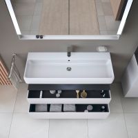 Vorschau: Duravit Qatego Unterschrank 99x47cm in weiß supermatt Antifingerprint, mit offenem Fach