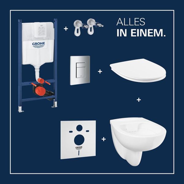 Grohe Solido Compact 5-in1 WC-Set mit Even Drückerplatte, Soft-Close-WC-Sitz, chrom 112954SH00