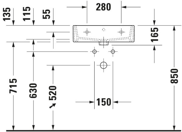 Duravit Vero Air Waschtisch rechteckig 50x47cm, ohne Überlauf, ohne Hahnloch, weiß 2350500079