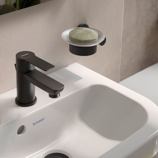 Duravit D-Code Seifenschale wandhängend, links, schwarz matt