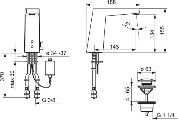 Hansa Hansaloft Waschtisch-Elektronik-Batterie, Batteriebetrieb, chrom