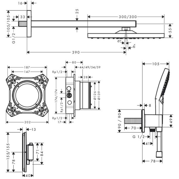 hansgrohe Raindance E Duschsystem Unterputz 300 1jet mit ShowerSelect Comfort E, chrom
