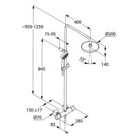 Vorschau: Kludi Logo Thermostat Dual Shower System mit 3-Strahl-Handbrause, chrom