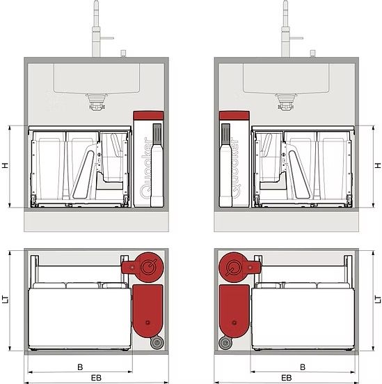 peka Oeko Complet Aqua L Mülltrennsystem für 75/80/90cm Unterschrank