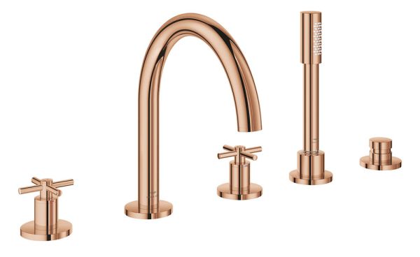Grohe Atrio 5-Loch-Wannen-Kombination mit Kreuzgriffen, warm sunset 29408DA0