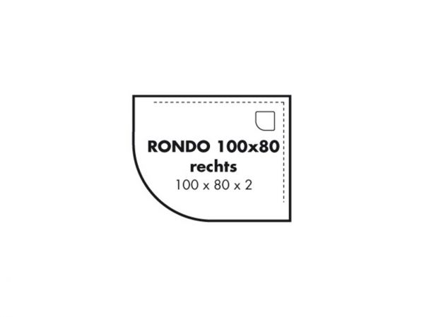 Polypex RONDO 100x80 rechts Viertelkreis-Duschwanne 100x80x2cm