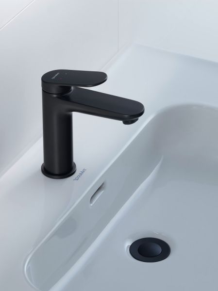 Duravit Wave Einhebel-Waschtischarmatur M mit Zugstangen-Ablaufgarnitur, schwarz matt WA1020001046
