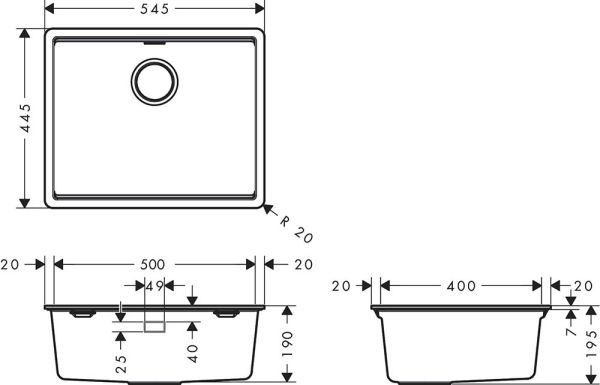 Hansgrohe S53 S530-F500 Einbauspüle 500