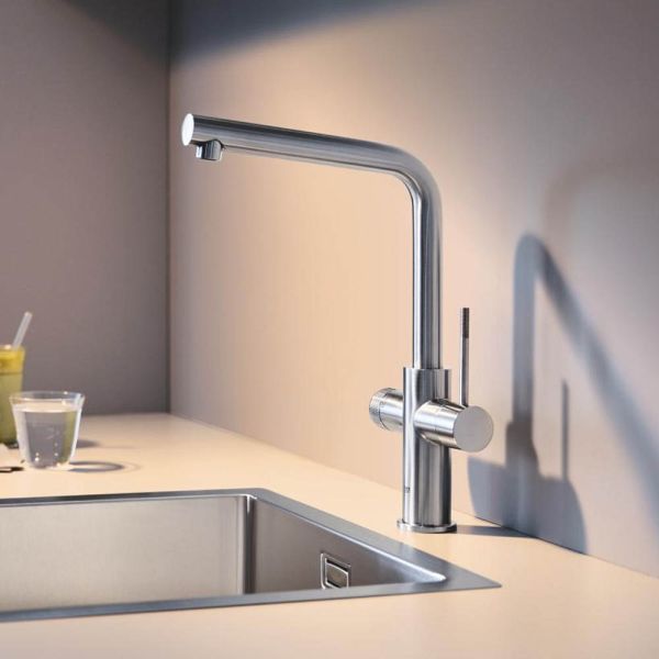 Grohe Blue 2.0 5-in-1-Armatur, L-Auslauf, supersteel 104421DC01