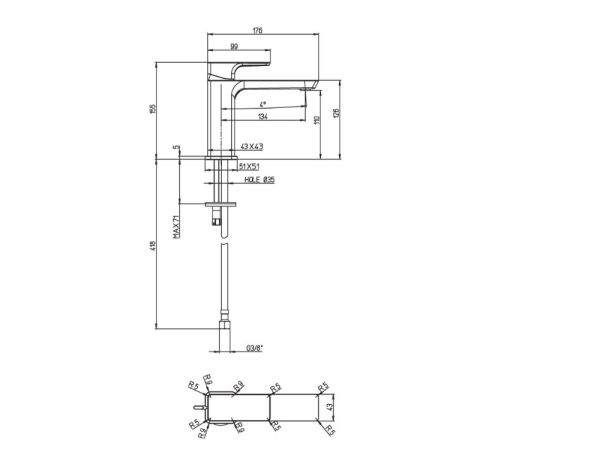 Villeroy&Boch Subway 3.0 Einhebel-Waschtischarmatur, Ausladung 134mm TVW112003000K5