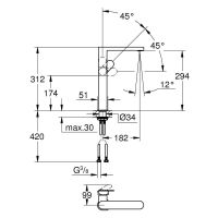 Vorschau: Grohe Plus Waschtischbatterie, XL-Size für freistehende Waschschüsseln, chrom