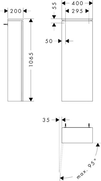 hansgrohe Xilesa E Halbhochschrank 40x20cm mit 1 Tür