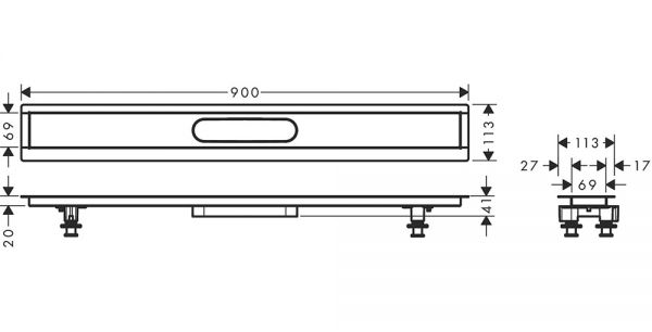 Hansgrohe RainDrain Installationsset 90cm, für Duschrinnen Fertigsets