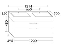 Burgbad Crono Mineralguss-Doppelwaschtisch 121,4x63x50cm mit Unterschrank, 2 Auszüge SEVB121F1786C0001G0141