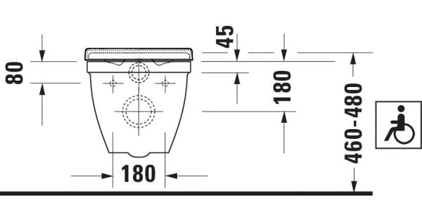 Duravit Starck 3 Wand-WC 70x36cm, oval, barrierefreie Ausführung, WonderGliss, weiß