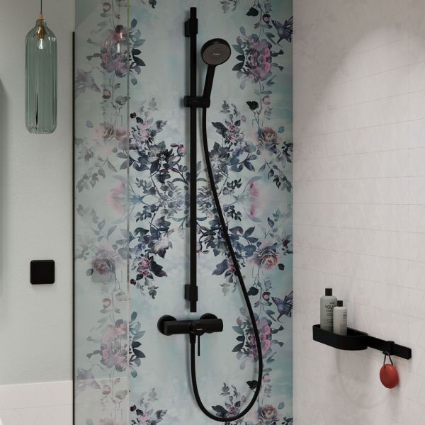 hansgrohe Activera Select S Duschset 95 2jet EcoSmart mit Duschstange Varia 105cm, schwarz matt