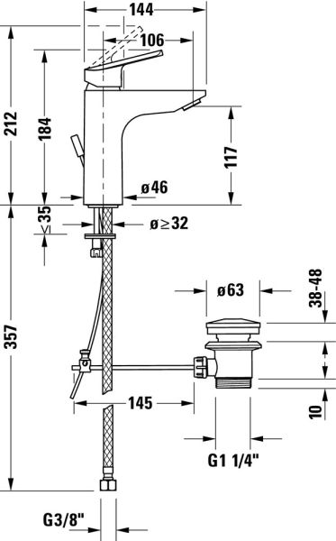 Duravit No.1 Einhebel-Waschtischmischer mit Zugstangen-Ablaufgarnitur, chrom
