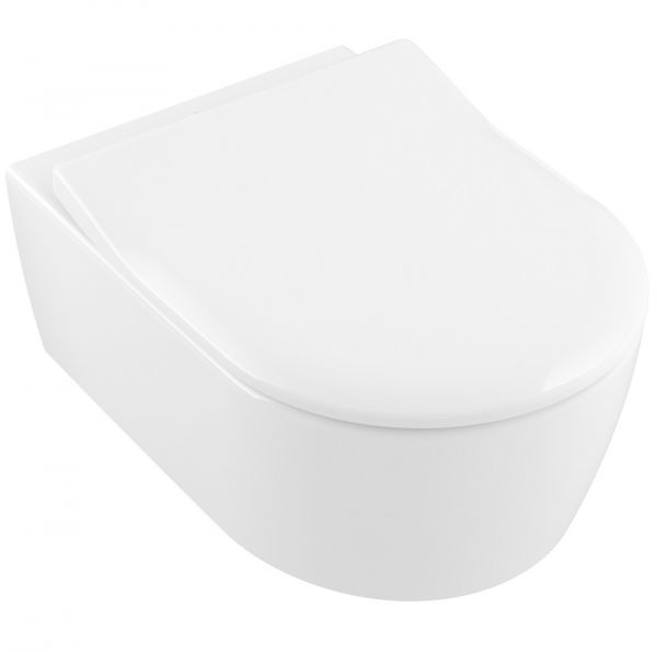 Villeroy&Boch Avento Wand-Tiefspül-WC, spülrandlos DirectFlush, inkl. WC-Sitz SlimSeat, Combi-Pack 5656RS01