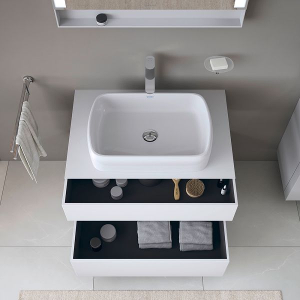 Duravit Qatego Unterschrank für Aufsatzbecken 80x55cm in weiß supermatt Antifingerprint