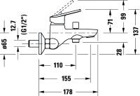 Vorschau: Duravit No.1 Wannenarmatur Aufputz, chrom