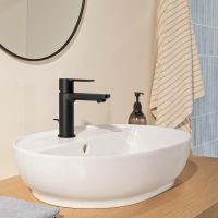 Vorschau: Grohe Lineare Einhand-Waschtischbatterie XS-Size Kaltstart, Ablaufgarnitur, schwarz matt 237902431