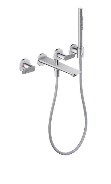Axor Citterio C Cubic Cut 3-Loch Wannenarmatur Unterputz für Wandmontage mit Stabbrause, chrom 49481000