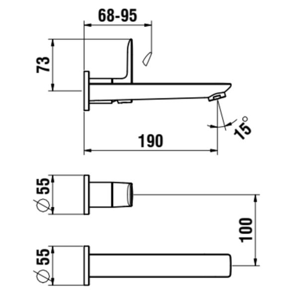 Laufen Cityplus 2-Loch Waschtischmischer Unterputz für Simibox 2-Point