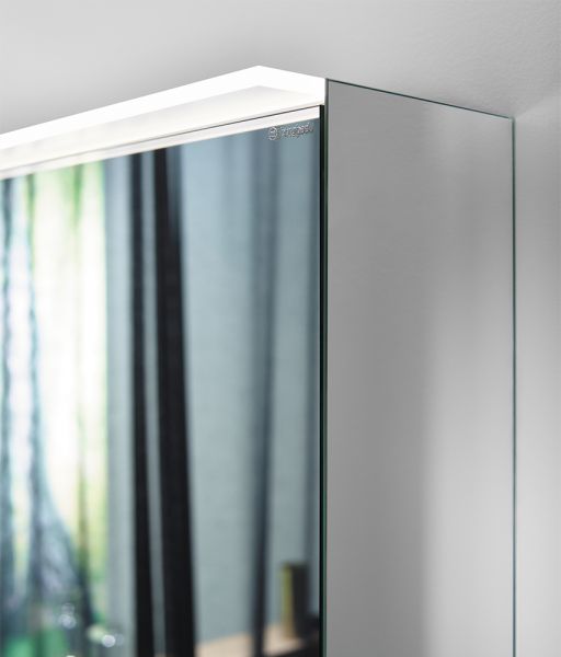 Burgbad Yumo Spiegelschrank mit horizontaler LED-Beleuchtung, Waschtischbeleuchtung, 2tlg, 80,6x67cm