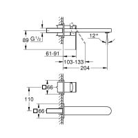 Vorschau: Grohe Plus 2-Loch-Waschtischbatterie Ausladung 203mm, warm sunset gebürstet