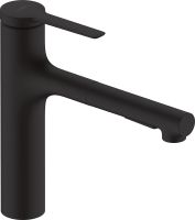 Vorschau: Hansgrohe Zesis M33 Küchenarmatur 160, Metall Ausziehbrause, 2 Strahlarten, schwarz matt 74822670