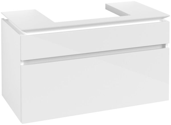 Villeroy&Boch Legato Waschtischunterschrank 100x50cm für Aufsatzwaschtisch, 2 Auszüge, glossy white, B68100DH Kopie