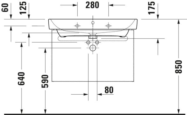 Duravit Duravit No.1 Waschtisch 80x46cm, mit Überlauf, ohne Wondergliss, weiß 23758000002