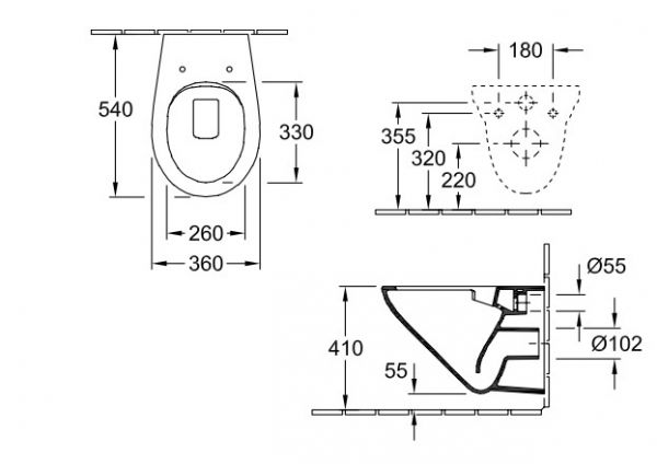Villeroy&Boch O.Novo Wand-WC, WC-Sitz mit QuickRelase und SoftClosing Funktion, Combi-Pack, weiß 7682HR01_2