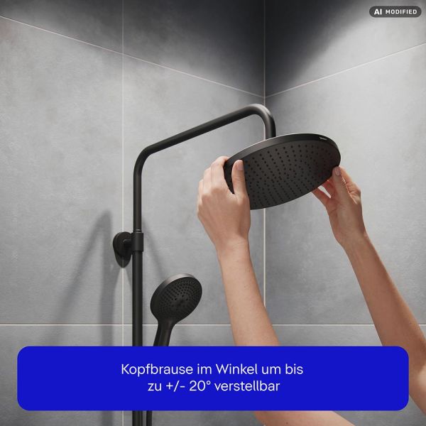 Duravit ShowerSystem Duschsystem mit Thermostat, Ablage, schwarz matt