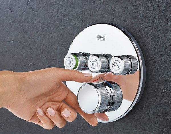 Grohe Grohtherm SmartControl Thermostat mit 3 Absperrventilen, Fertigmontageset rund